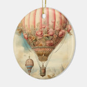  Steampunk Roze Bloemen Hete Luchtballon Keramisch Ornament (Links)