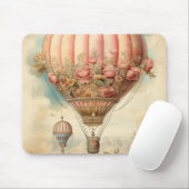 Steampunk Roze Bloemen Hete Luchtballon Muismat (Met muis)