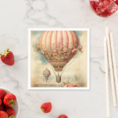  Steampunk Roze Bloemen Hete Luchtballon Servet (Insitu)