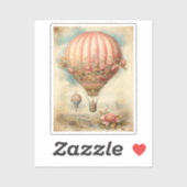  Steampunk Roze Bloemen Hete Luchtballon Sticker (Vel)