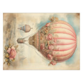  Steampunk Roze Bloemen Hete Luchtballon Tafelkleed (Voorkant (Horizontaal))