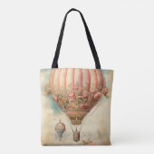  Steampunk Roze Bloemen Hete Luchtballon Tote Bag (Achterkant)