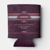 Steampunk, roze hart met monogram naamplaat blikjeskoeler (Achterkant)