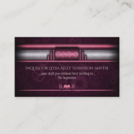 Steampunk, roze harten en tandwielen, monogram visitekaartje