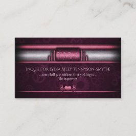 Steampunk, roze harten en tandwielen, monogram visitekaartje