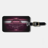 Steampunk, roze harten in tandwielen met monogram bagagelabel (Voorkant horizontaal)