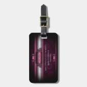 Steampunk, roze harten in tandwielen met monogram bagagelabel (Voorkant verticaal)