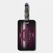 Steampunk, roze harten in tandwielen met monogram bagagelabel (Achterkant verticaal)