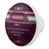 Steampunk, roze harten in tandwielen met monogram keramische knop (Rechts)