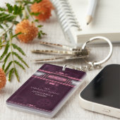 Steampunk, roze harten in tandwielen met monogram sleutelhanger (Voorkant Rechts)