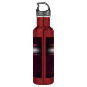 Steampunk, roze harten op tandwielen, Monogram Waterfles (Achterkant)