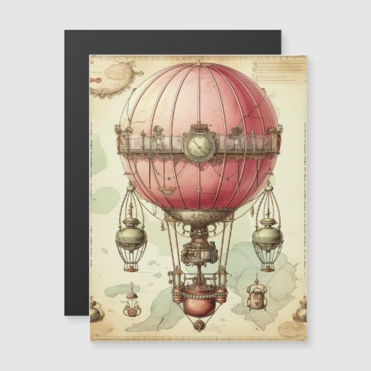  Steampunk Roze Hete Luchtballon (2) (Voorkant / Achterkant)
