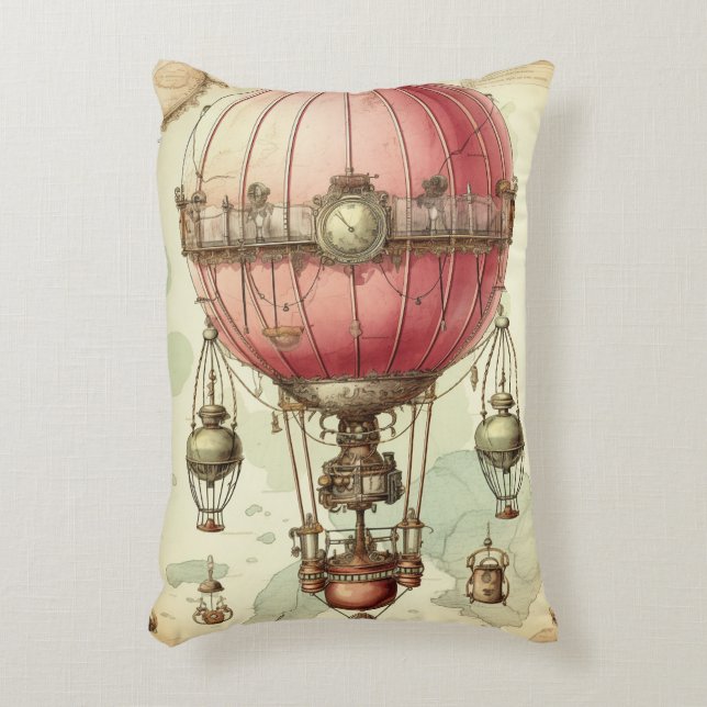 Steampunk Roze Hete Luchtballon (2) Accent Kussen (Voorkant(Verticaal))