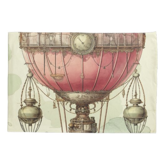  Steampunk Roze Hete Luchtballon (2) Kussensloop (Achterkant-Links)