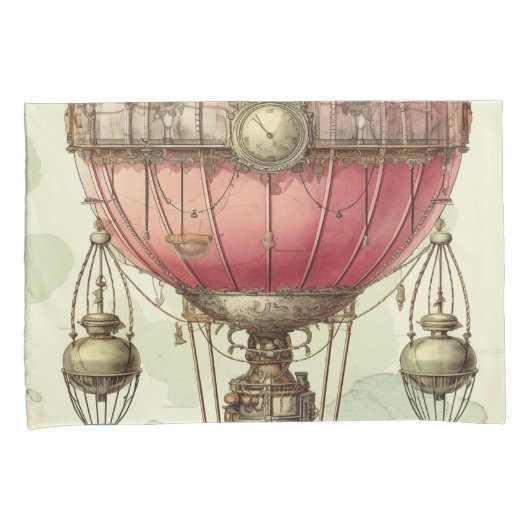 Steampunk Roze Hete Luchtballon (2) Kussensloop (Voorkant-Rechts)