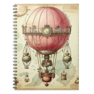 Steampunk Roze Hete Luchtballon (2) Notitieboek