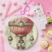  Steampunk Roze Hete Luchtballon (2) Papieren Bordje (Feest)