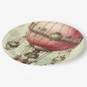  Steampunk Roze Hete Luchtballon (2) Papieren Bordje (Gekanteld)