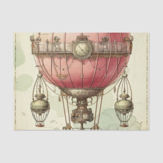  Steampunk Roze Hete Luchtballon (2) Tissuepapier (Voorkant)