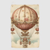  Steampunk Roze Hete Luchtballon Golfhanddoek (Voorkant)