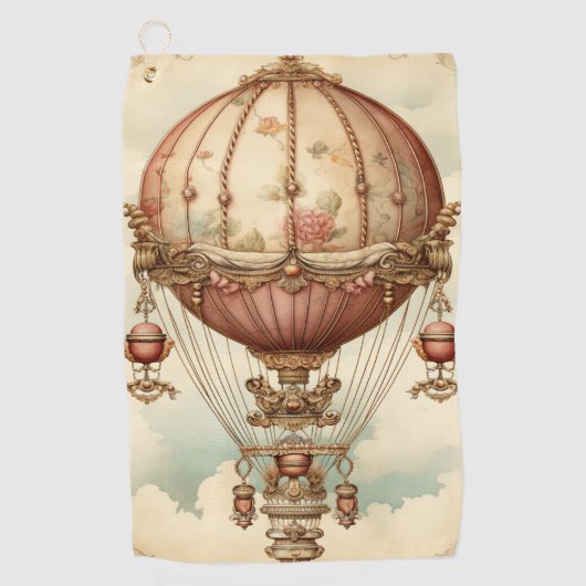  Steampunk Roze Hete Luchtballon Golfhanddoek (Voorkant)