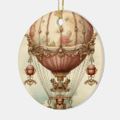 Steampunk Roze Hete Luchtballon Keramisch Ornament (Links)