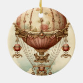 Steampunk Roze Hete Luchtballon Keramisch Ornament (Achterkant)