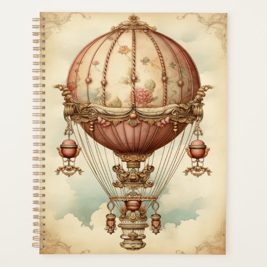 Steampunk Roze Hete Luchtballon Planner (Voorkant)