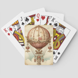 Steampunk Roze Hete Luchtballon Pokerkaarten