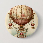 Steampunk Roze Hete Luchtballon Ronde Button 7,6 Cm (Voorkant)