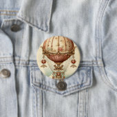 Steampunk Roze Hete Luchtballon Ronde Button 7,6 Cm (In situ)
