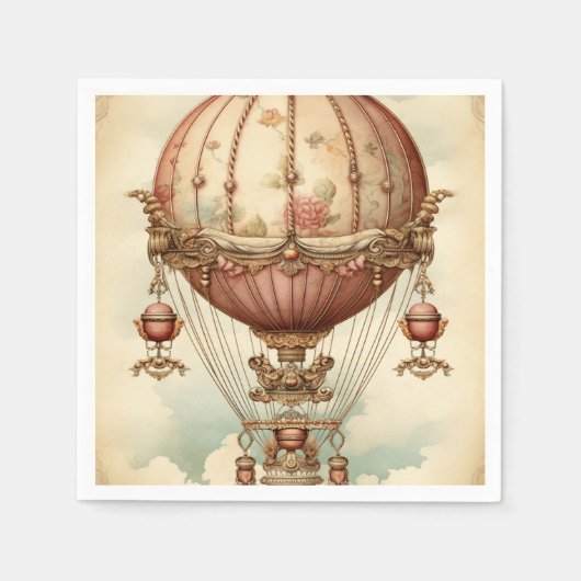 Steampunk Roze Hete Luchtballon Servet (Voorkant)