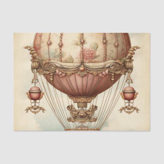 Steampunk Roze Hete Luchtballon Tissuepapier (Voorkant)