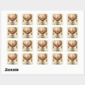 Steampunk Roze Hete Luchtballon Vierkante Sticker (Vel)