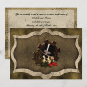 Steampunk Rozen Gothic Wedding Kaart (Voorkant / Achterkant)