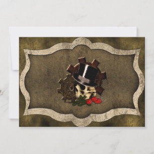 Steampunk Rozen Gothic Wedding Kaart