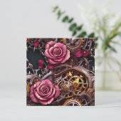 Steampunk Rozen Valentijnsdag Fototemplate Kaart (Staand voorkant)