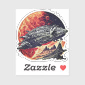 Steampunk Ruimteschip Sticker - Retro Sci-Fi Comic (Vel)