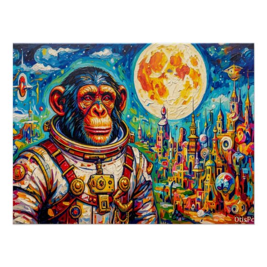 STEAMPUNK RUIMTEVAARDER-CHIMPANSEE 2 PERFECT POSTER (Voorkant)