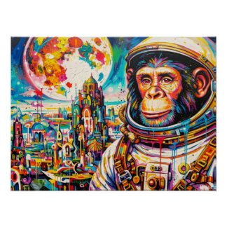 STEAMPUNK RUIMTEVAARDER-CHIMPANSEE 3 PERFECT POSTER