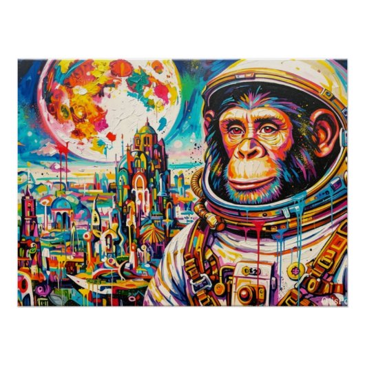 STEAMPUNK RUIMTEVAARDER-CHIMPANSEE 3 PERFECT POSTER (Voorkant)