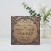 Steampunk Rustic Industrial Wedding Invitation Kaart (Staand voorkant)