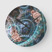 Steampunk Rustisch Roos Abstract Ronde Klok (Voorkant)