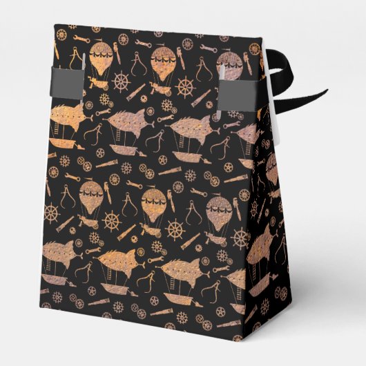 Steampunk Rusty Airships Aangepast monogram Bedankdoosjes (Achterkant)