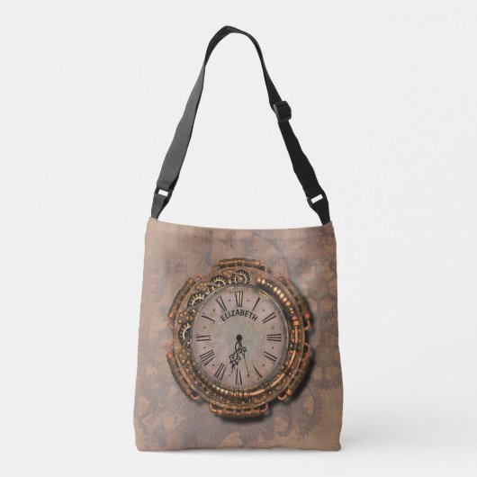 Steampunk  Rusty Art Deco Clock Crossbody Tas (Achterkant)