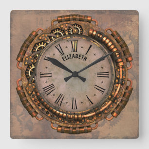 Steampunk  Rusty Art Deco Clock Vierkante Klok
