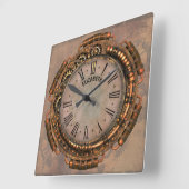 Steampunk  Rusty Art Deco Clock Vierkante Klok (Hoek)