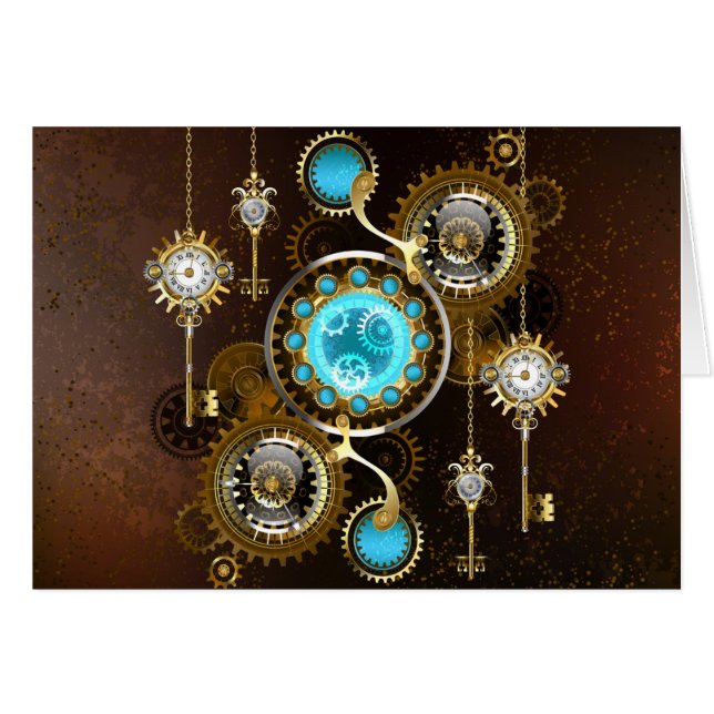 Steampunk Rusty Background met Turquoise Lenses (Voorkant Horizontaal)