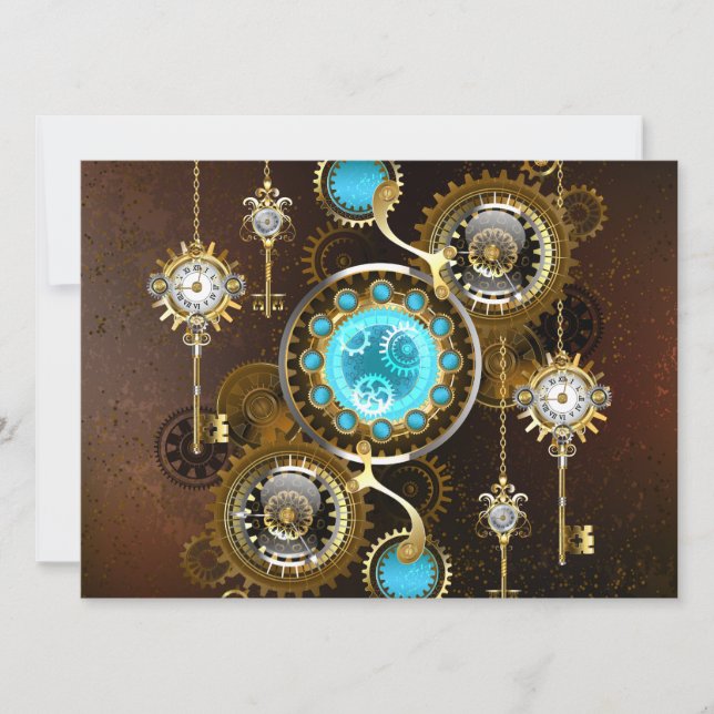 Steampunk Rusty Background met Turquoise Lenses (Voorkant)