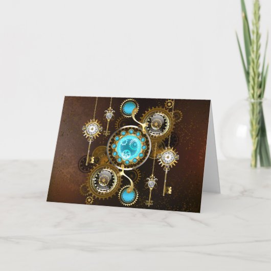 Steampunk Rusty Background met Turquoise Lenses (Voorkant)